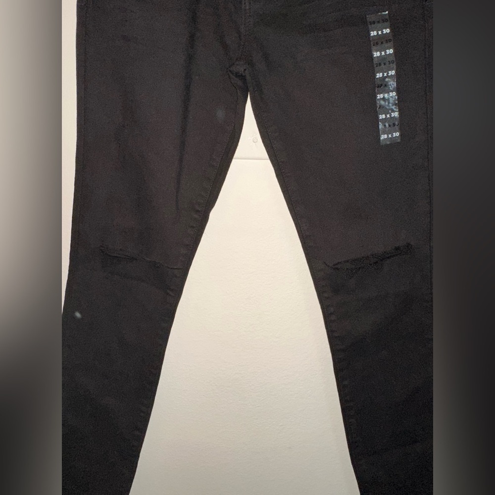 NWT PACSUN black distressed skinny jeans 28x30 stacked skinny - Picture 4 of 11